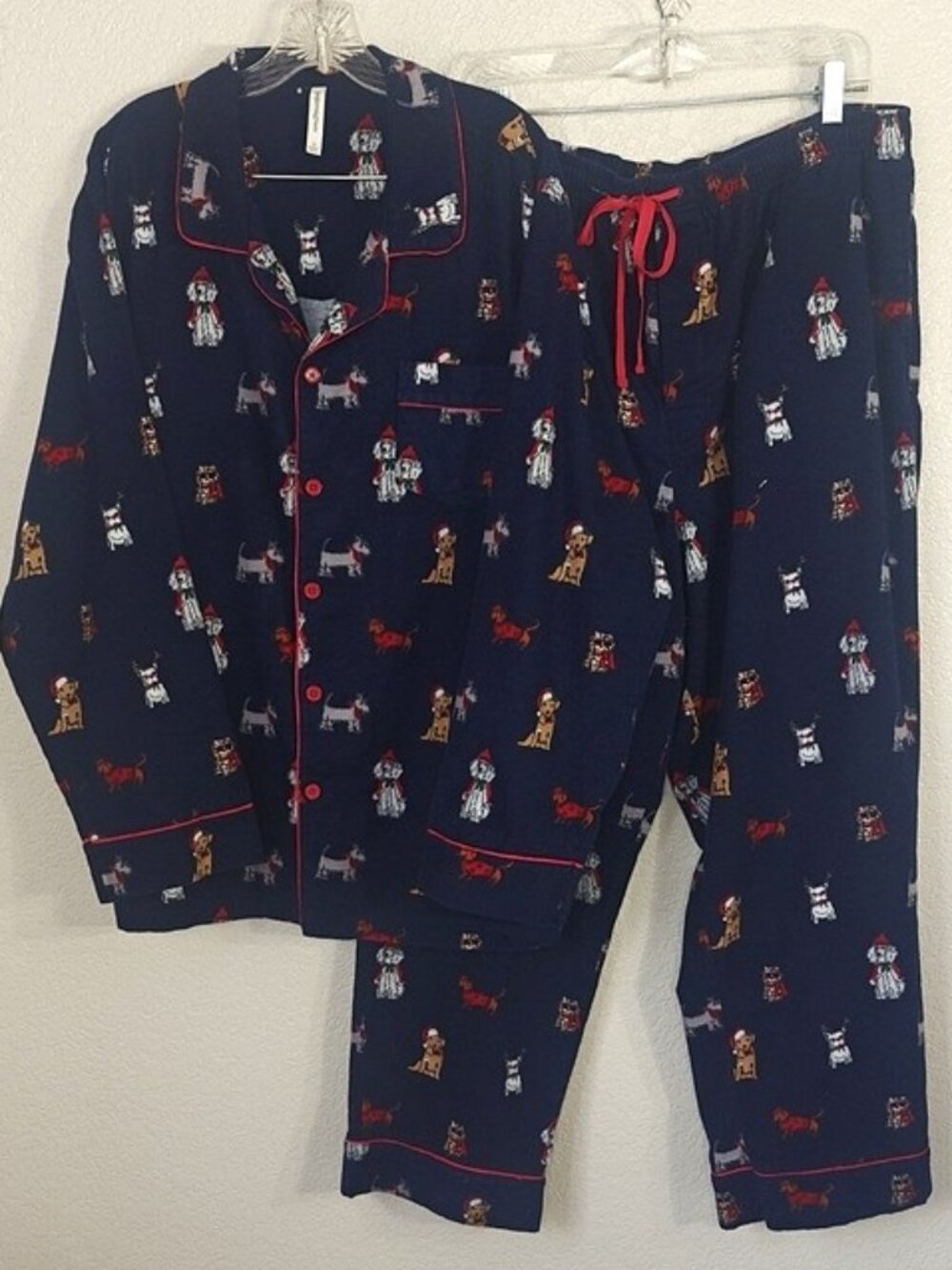 Pajamagram XL Pajama Set Red Flannel Plaid Long Sleeve Button Up & Pants Pockets